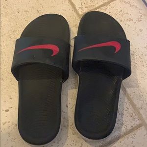 Back and pink slip ons